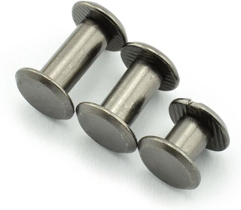 90 Sets Bronze Chicago Screws Assorted Kit Screw Posts Metal Accessories Nail Rivet Chicago Button for DIY Leather Decoration Bookbinding Slotted Flat Head Stud Screw 5x6/10/12mm in Saudi Arabia