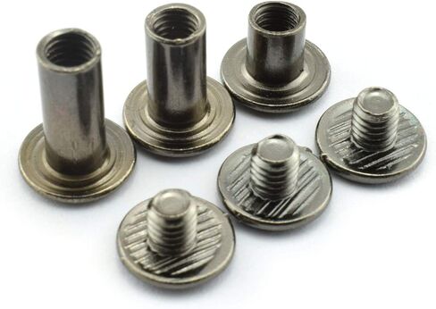 90 Sets Bronze Chicago Screws Assorted Kit Screw Posts Metal Accessories Nail Rivet Chicago Button for DIY Leather Decoration Bookbinding Slotted Flat Head Stud Screw 5x6/10/12mm in Saudi Arabia
