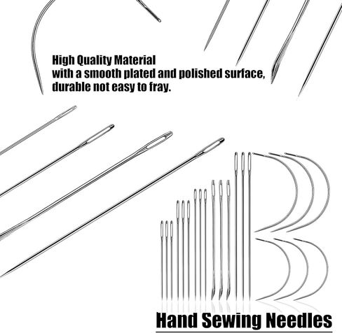 26 قطعة من إبر الخياطة اليدوية شديدة التحمل، أدوات حرفية جلدية تتضمن 15 إبرة خياطة جلدية و6 إبرة منحنية و4 خيوط و1 خيط غير منتقي لإصلاح المفروشات المنزلية والسجاد والقماش in Kuwait