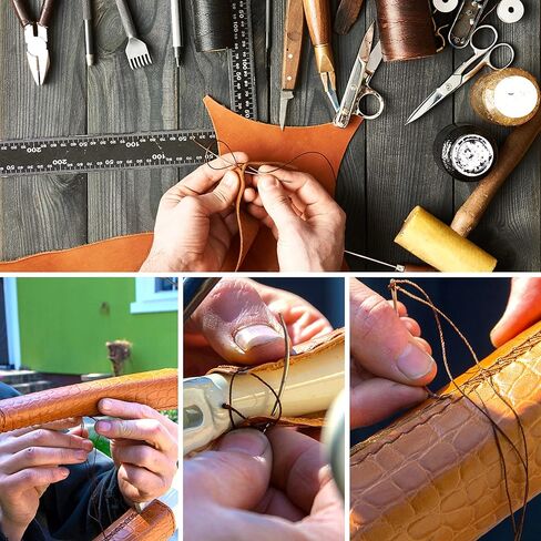 26 قطعة من إبر الخياطة اليدوية شديدة التحمل، أدوات حرفية جلدية تتضمن 15 إبرة خياطة جلدية و6 إبرة منحنية و4 خيوط و1 خيط غير منتقي لإصلاح المفروشات المنزلية والسجاد والقماش in Kuwait