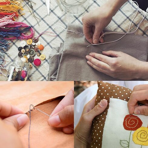 26 قطعة من إبر الخياطة اليدوية شديدة التحمل، أدوات حرفية جلدية تتضمن 15 إبرة خياطة جلدية و6 إبرة منحنية و4 خيوط و1 خيط غير منتقي لإصلاح المفروشات المنزلية والسجاد والقماش in Kuwait