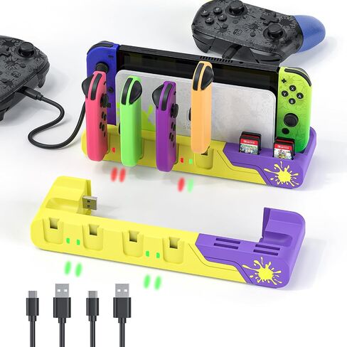 Switch Controller Charging Dock - Animal Crossing & Switch OLED Model Joycons, Charges up to 6 Joycons with Game Card Storage Stand in Kuwait