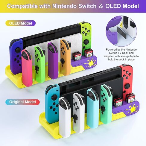 Switch Controller Charging Dock - Animal Crossing & Switch OLED Model Joycons, Charges up to 6 Joycons with Game Card Storage Stand in Kuwait