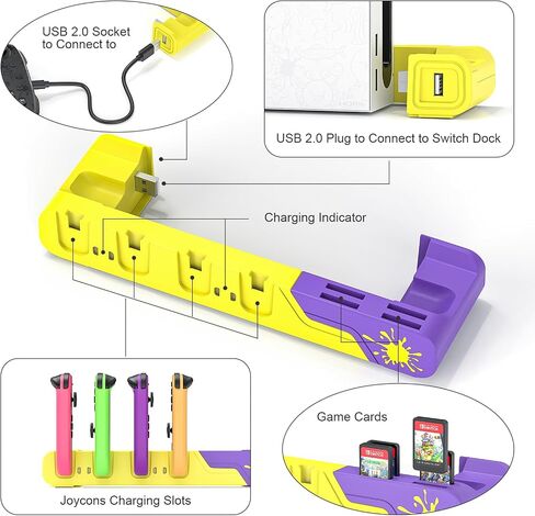 Switch Controller Charging Dock - Animal Crossing & Switch OLED Model Joycons, Charges up to 6 Joycons with Game Card Storage Stand in Kuwait