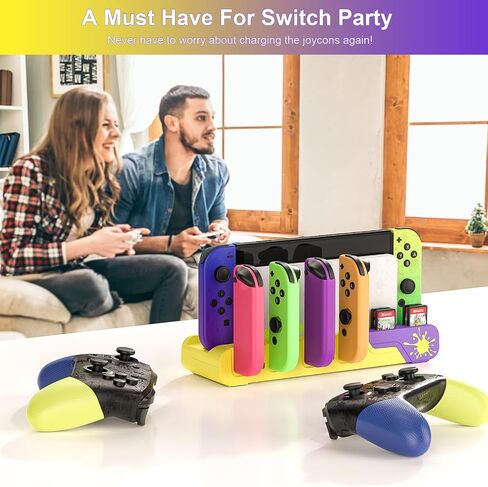 Switch Controller Charging Dock - Animal Crossing & Switch OLED Model Joycons, Charges up to 6 Joycons with Game Card Storage Stand in Kuwait