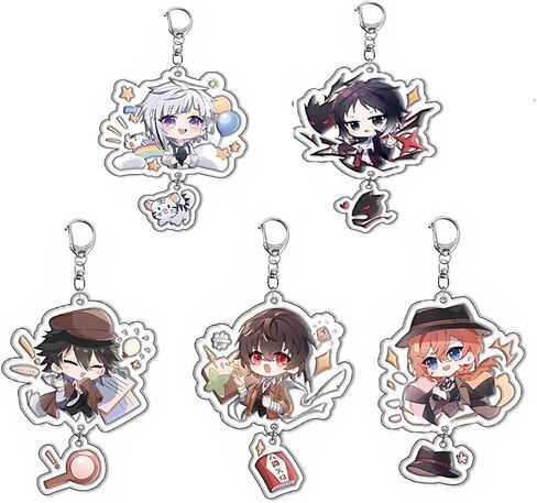 Dazai Keychain Cospaly Bungo Stary Amine Dogs Acrylic Keychain Multi Funny Pendent 5pcs in Saudi Arabia