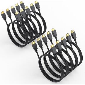 4K HDMI Cable 3FT 10-Pack, HDMI to HDMI 3 Foot High Speed HDMI 2.0 Cable Shielded Cord with Ethernet Support 4K@60Hz, 2K, HDR, ARC, 3D Compatible with Monitor, Roku/Fire TV, Laptop, PS5/4, Blu-ray in Kuwait