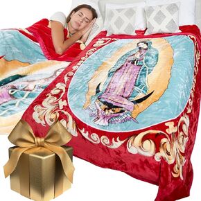 5.3LB Virgin Mary Queen Size Blanket - Thick Lints-Free 2Ply Heavy Cozy Plush Fleece, Warm Our Lady of Guadalupe Korean Mink Throw - Soft San Marcos Mexican Blankets, Winter Holy Mother Gift, 75"x90" in Kuwait