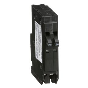 Square D QO QO2020 Tandem Miniature Circuit Breaker, 120/240 VAC, 20 A, 10 kA, 1 Pole, Thermal Magnetic Trip in Kuwait