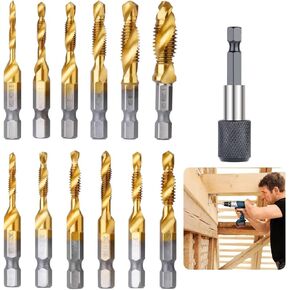 مجموعة الحفر التيتانيوم التي تيتانيوم المكونة من 13 قطعة ، مجموعة SAE/Metric ، 1/4 '' محول سداسي سداسي ، أدوات التنصت والتحف in Kuwait