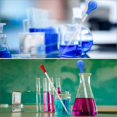 Qwork Glass Pipettes تعيين 0.5 مل 1 مل 2 مل 3 مل 5 مل 10 مل مع 2 فرش من النايلون ، والزجاج الزجاجي البورسليكات ، ماصة قطرة متدرجة ، مجموعة من 8 in Saudi Arabia