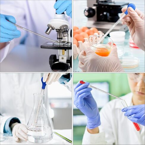 Qwork Glass Pipettes تعيين 0.5 مل 1 مل 2 مل 3 مل 5 مل 10 مل مع 2 فرش من النايلون ، والزجاج الزجاجي البورسليكات ، ماصة قطرة متدرجة ، مجموعة من 8 in Saudi Arabia
