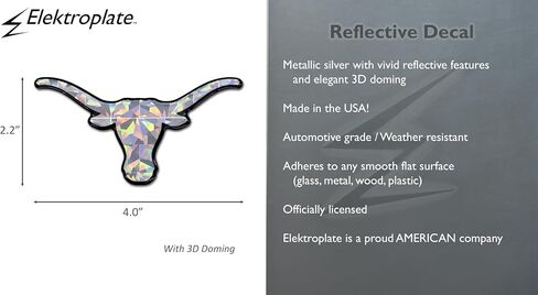 Elektroplate Officially Licensed Texas Longhorn UT Orange Reflective Decal | Premium 3D Doming All Weather Sticker for Car, Water Bottle, Laptop, Tablet, Window, Cooler, Phone | Made in The USA in Saudi Arabia