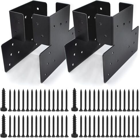 (4 حزمة) منشور أسود على شكل T إلى Beam Connector Roof Bracket ، قبعة منشور قابلة للتعديل لمدة 6 × 6 ، دعم شماعات رأس الجمالون الصلب ، موصل مرساة Timber Joist in Saudi Arabia