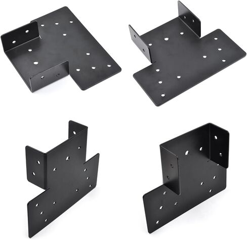 (4 حزمة) منشور أسود على شكل T إلى Beam Connector Roof Bracket ، قبعة منشور قابلة للتعديل لمدة 6 × 6 ، دعم شماعات رأس الجمالون الصلب ، موصل مرساة Timber Joist in Saudi Arabia