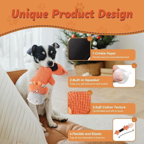 Squeaky Dog Toys, Plush Stuffed Large Dog Toy with Crinkle Paper, Teeth Cleaning Toys for Samll to Large Dogs in Saudi Arabia