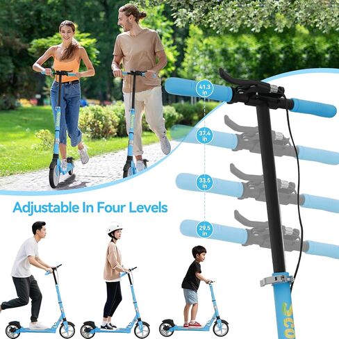 MEE GOO Scooter with Disc Brake & Dual Shock Absorbers,200mm PU Wheels ABEC-7 Bearings,Foldable Scooter for Teen&Adult,Non-Slip Deck,Kick Scooter in Saudi Arabia