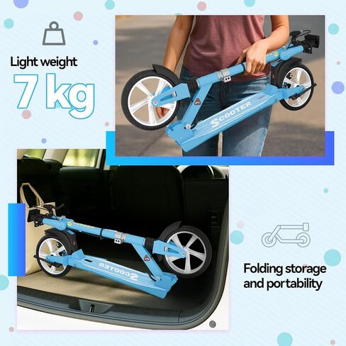 MEE GOO Scooter with Disc Brake & Dual Shock Absorbers,200mm PU Wheels ABEC-7 Bearings,Foldable Scooter for Teen&Adult,Non-Slip Deck,Kick Scooter in Saudi Arabia