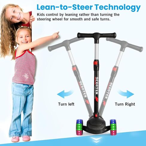 Kids Kick Scooter, Scooter for Kids Ages 3-12, 3 Wheel Scooter with Adjustable Height Handlebars, Folding Kids Scooter with LED Light Wheels and Anti-Slip Deck, for Boys & Girls up to 110 Lbs in Kuwait