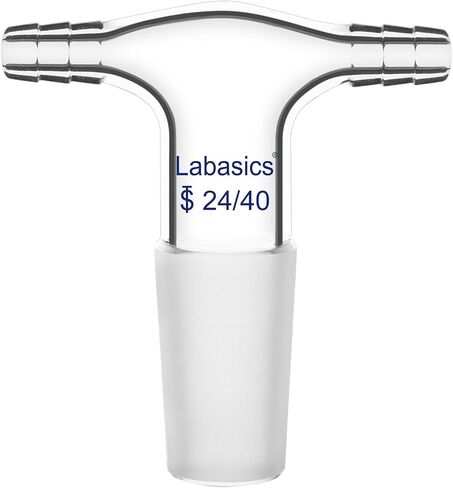 Labasics Glass T-Shape Vacuum/Inert Gas Adapter, Glass Dual Hose Inlet Adapter with 24/40 Inner Joint for Lab Distillation in Saudi Arabia