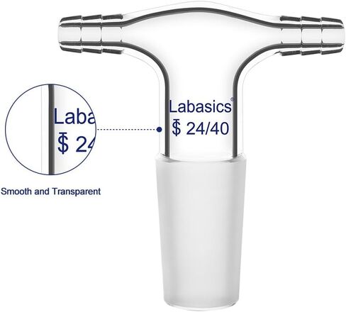 Labasics Glass T-Shape Vacuum/Inert Gas Adapter, Glass Dual Hose Inlet Adapter with 24/40 Inner Joint for Lab Distillation in Saudi Arabia