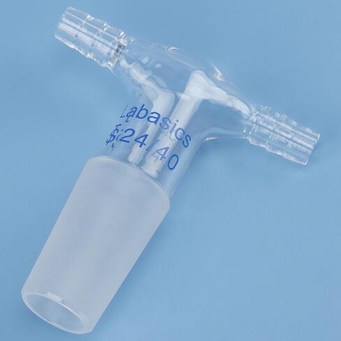 Labasics Glass T-Shape Vacuum/Inert Gas Adapter, Glass Dual Hose Inlet Adapter with 24/40 Inner Joint for Lab Distillation in Saudi Arabia