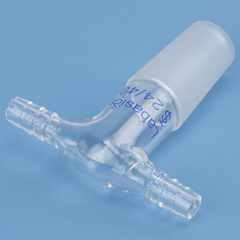 Labasics Glass T-Shape Vacuum/Inert Gas Adapter, Glass Dual Hose Inlet Adapter with 24/40 Inner Joint for Lab Distillation in Saudi Arabia