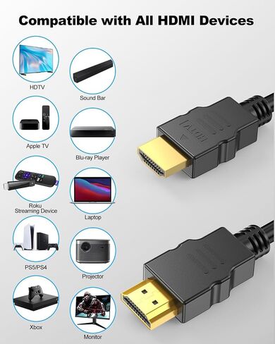 4K HDMI Cable 3FT 10-Pack, HDMI to HDMI 3 Foot High Speed HDMI 2.0 Cable Shielded Cord with Ethernet Support 4K@60Hz, 2K, HDR, ARC, 3D Compatible with Monitor, Roku/Fire TV, Laptop, PS5/4, Blu-ray in Kuwait
