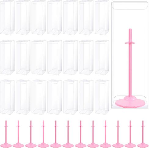 40 PCS DOWN DOMBLE تقف مع صناديق الهدايا ، الرقم ، رقم 9 إلى 12 بوصة ، حامل مقطع الخصر قابل للتعديل لصالح حفلة عيد ميلاد المتجر المنزلي (شفاف) in Kuwait