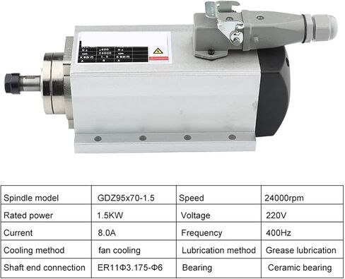 محرك المغزل المبرد بالهواء المربع 1.5kW ER11 220V 380V 24000 دورة في الدقيقة مع شفة التثبيت (1.5KW ER11 380V) in Saudi Arabia