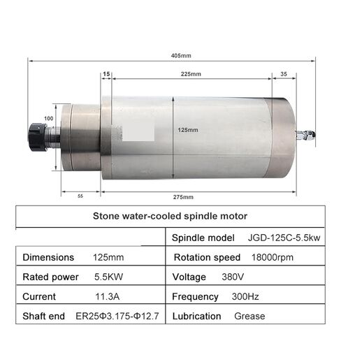 5.5kw ER25 Water-Cooled Spindle Motor 220v 380V AC Diameter 125mm 4 Bearings(5.5kw 220V) in Kuwait