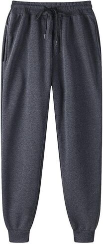 Sweatpants for Men Casual Workout Gym Elastic Drawstring Waist Joggers Slim Running Hiking Cuffed Lounge Track Pants in Kuwait
