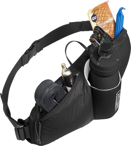 Camelbak Podium Flow 2 حزمة الخصر لركوب الدراجات الجبلية ، ركوب الدراجات في الحصى - يحتوي على زجاجة دراجة من سلسلة أوقية من المنصة ، أسود in Saudi Arabia