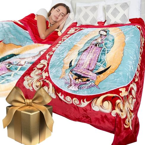 5.3LB Virgin Mary Queen Size Blanket - Thick Lints-Free 2Ply Heavy Cozy Plush Fleece, Warm Our Lady of Guadalupe Korean Mink Throw - Soft San Marcos Mexican Blankets, Winter Holy Mother Gift, 75"x90" in Kuwait