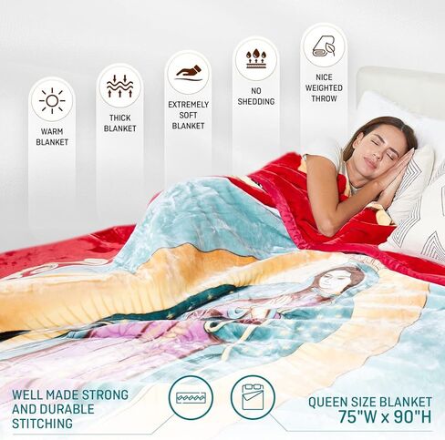 5.3LB Virgin Mary Queen Size Blanket - Thick Lints-Free 2Ply Heavy Cozy Plush Fleece, Warm Our Lady of Guadalupe Korean Mink Throw - Soft San Marcos Mexican Blankets, Winter Holy Mother Gift, 75"x90" in Kuwait