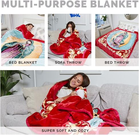 5.3LB Virgin Mary Queen Size Blanket - Thick Lints-Free 2Ply Heavy Cozy Plush Fleece, Warm Our Lady of Guadalupe Korean Mink Throw - Soft San Marcos Mexican Blankets, Winter Holy Mother Gift, 75"x90" in Kuwait