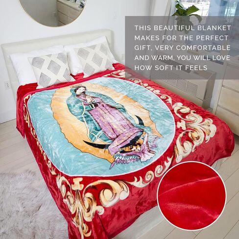 5.3LB Virgin Mary Queen Size Blanket - Thick Lints-Free 2Ply Heavy Cozy Plush Fleece, Warm Our Lady of Guadalupe Korean Mink Throw - Soft San Marcos Mexican Blankets, Winter Holy Mother Gift, 75"x90" in Kuwait