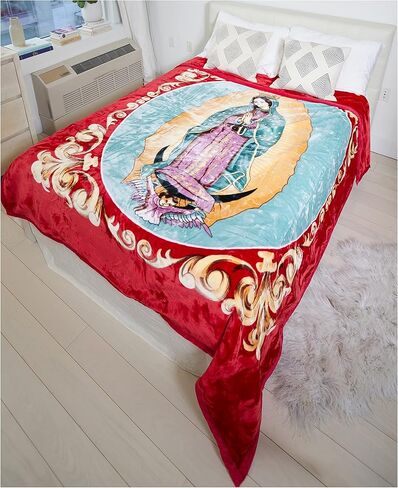 5.3LB Virgin Mary Queen Size Blanket - Thick Lints-Free 2Ply Heavy Cozy Plush Fleece, Warm Our Lady of Guadalupe Korean Mink Throw - Soft San Marcos Mexican Blankets, Winter Holy Mother Gift, 75"x90" in Kuwait