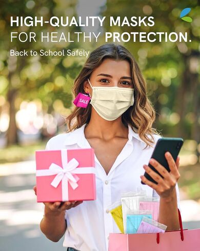 FriCARE Black Masks Disposable for Adults, 4 Ply Face Mask Individually Wrapped ASTM Level 3 Protective 50 Pack in Kuwait