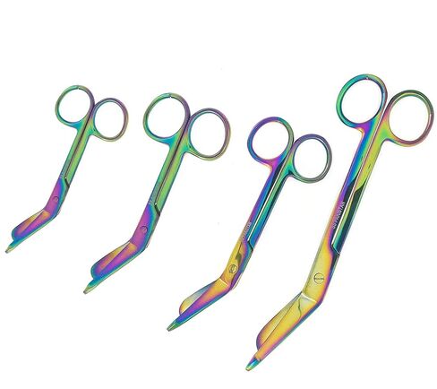 Titanium Galaxy Rainbow Galaxy Galaxy 3.5 "، 4.5" ، 5.5 و 7.5 EMS ضمادة ضمادة Lister Scissor مثالية للممرضات ، EMT ، طلاب الطب ، رجال الإطفاء ، صياد ، هوايات وتصنيع (4.50 ") in Kuwait