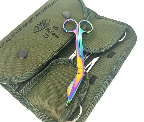 Titanium Galaxy Rainbow Galaxy Galaxy 3.5 "، 4.5" ، 5.5 و 7.5 EMS ضمادة ضمادة Lister Scissor مثالية للممرضات ، EMT ، طلاب الطب ، رجال الإطفاء ، صياد ، هوايات وتصنيع (4.50 ") in Kuwait