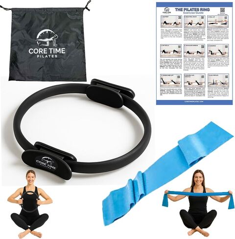 Pilates Ring Bundle Includes Workout Cards, Resistance Band, and Pilates Circle Set. Pilates Equipment for The Ultimate Home Pilates Kit and at-Home Pilates Workout. in Saudi Arabia