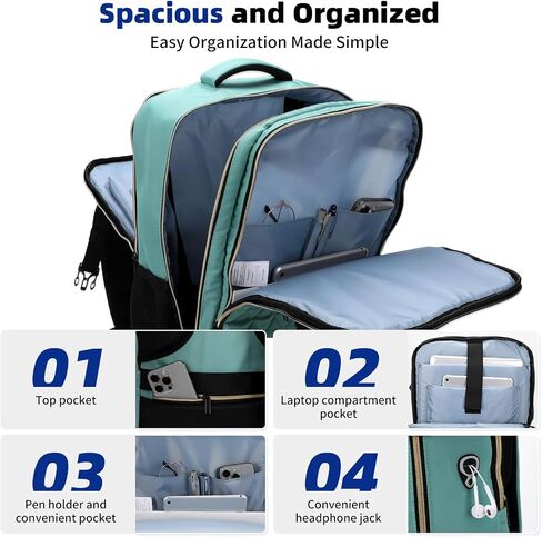 Travel Backpack for Women, Flight Approved Carry On Backpack, Anti Theft Luggage Bag Fit 17 Inch Laptop Business Weekender (Beige) in Saudi Arabia