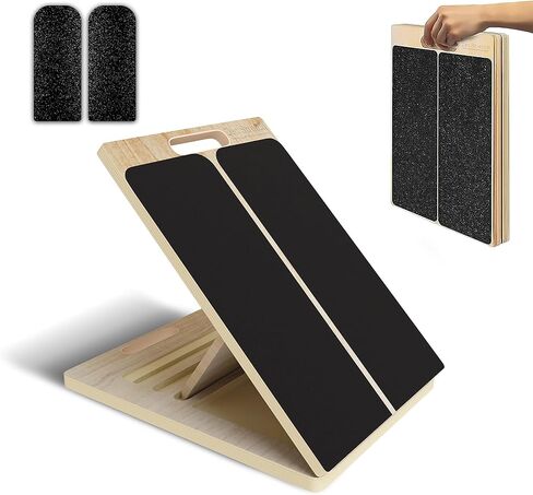 لوحة مائلة خشبية لتمديد العجل والقرفصاء ، لوحة الميل القابلة للتعديل للعلاج الطبيعي - القرفصاء القرفصاء بلوك بديل - محمول وخفيف الوزن - مزود بوسادات استبدال مضادة للانزلاق in Kuwait