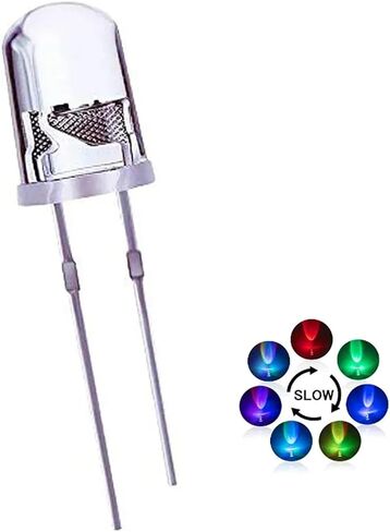 50pcs 5mm Multicolor Slow/Fast Flashing LED Diode Blinking Light Emitting Diodes 2 Pins Clear Round Lens Electronic Components(Slow Flash) in Saudi Arabia