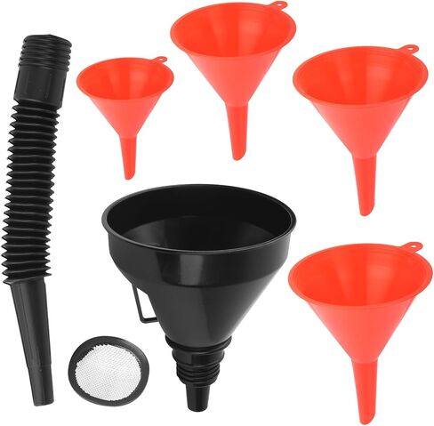 10 PCS مجموعة من مسارات السيارات ، وفثات زيت الرقبة الطويلة البلاستيكية ، وقمع بلاستيكي عالمي مع مقبض وخرطوم واسعة من مسارات الوقود لملء سائل التبريد/زيت المحرك/الماء/البنزين in Saudi Arabia
