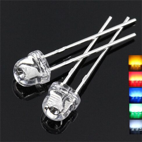 100pcs 5mm Straw Hat LED Diode DIY مجموعة متنوعة Super Bright F5 Light Diodes Diodes White Red Yellow Green Blue (5 Colors x 20pcs) in Kuwait