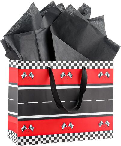 FUNCANDLE 13" Blue Dog Paw Print Gift Bags with Cards Tissue Paper, Blue White Dog Wrapping Paper Dog Themed Party Decoration for Girl Boy Kids Christmas Pet Birthday Gift Party Supplies in Kuwait