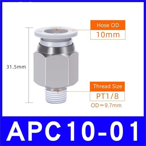 1PCS سلسلة مستقيمة سريعة plugjoint APC4 6 8 10 12 16-M5 01 02 03 04 موصل الهواء السريع الهوائي (APC10-04) in Saudi Arabia