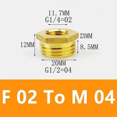 Brass Hex Bushing Reducer Pipe Fitting F To M Threaded 1/8 1/4 3/8 1/2 3/4 Reducing Copper Water Gas Adapter Coupler Connector(F 04 To M 06) in Saudi Arabia